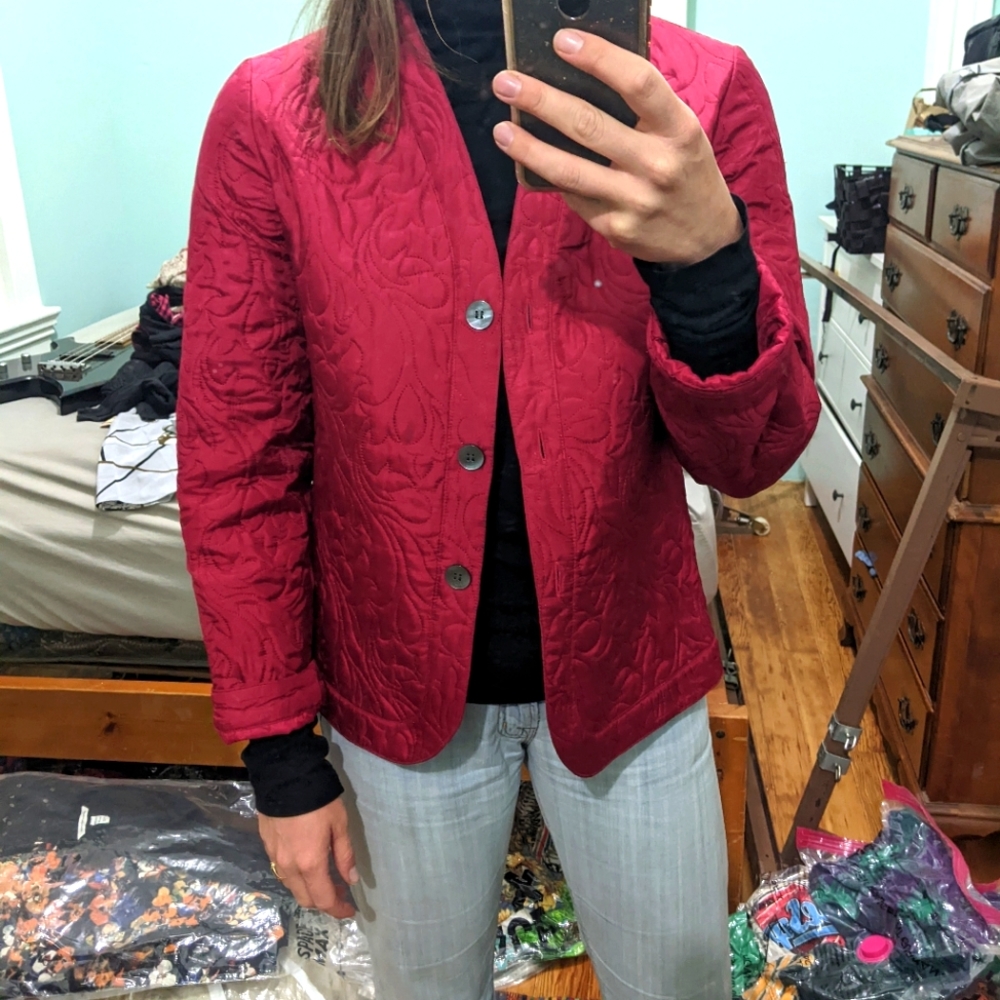 Charter club red 100% silk jacket. Size 8